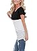 FARYSAYS Women's Color Block Striped Crewneck Patchwork Short Sleeve Comfy Loose Fit Tunic Tops