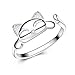 S&E Women's 925 Sterling Silver Rings Simple Cute Cat Design Opening Finger Ring (Cute Cat)
