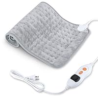 Blusmart Heating Pad,Super Soft Material with Fast-Heating Technology for Neck Shoulder and Back Pain Relief, 6 Heat Setting Models Auto-Off Timer & PE Storage Bag (12"×24")