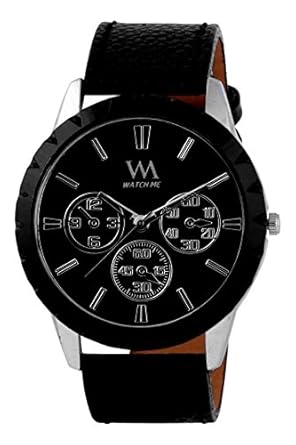 Black Brown Leather Multicolor Analog Watches for Mens Stylish WMAL-062-BKomt