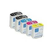 Compatible for HP 10 82 C4844A C4911A C4912A C4913A (5-Pack 2Black Cyan Magenta Yellow) Ink Cartridge for HP Designjet 800 800ps 815 815mfp 820 100plus 500 500ps 500Plus