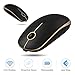 Rechargeable Wireless Mouse, Jelly Comb 2.4G Slim Optical Mice - Less Noise, 3 Adjustable DPI, Portable Mobile Wireless Mouse for Notebook, PC, Laptop, Computer, MacBook - Black + Gold