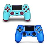 2 Pack Controller for PS4,Wireless Controller for Playstation 4 with Dual Vibration Game Joystick (Berry+Blue)