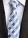 Eneston Men's Classic Checks Light Blue Jacquard Woven Silk Tie Necktie
