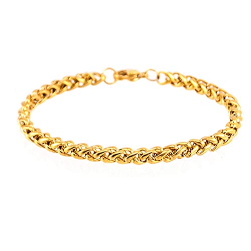 Stainless Steel Bracelets S.Steel Link Chain Bracelets Bangle for Mens Jewelry Gift 6mm Gold 20cm