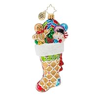 Christopher Radko Hand-Crafted European Glass Christmas Decorative Figural Ornament, Sweetly Stuffed Stocking