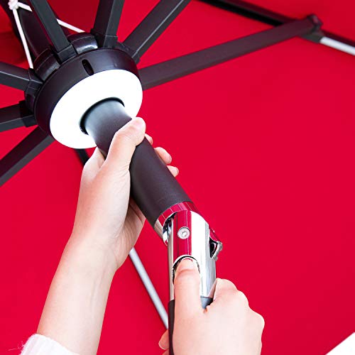 image for DOIT 9ft Solar LED Lighted Patio Table Umbrella with Crank and 8 Ribs,