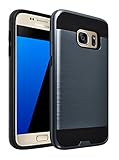 S7 Case, kaesar [Slim Fit] [Shock Absorption] [Impact Resistant] [Heavy Duty] Brushed Metal Texture Hybrid Dual Layer Slim Protector Case Cover for Samsung Galaxy S7 - Blue