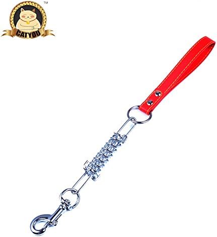 CatYou Dog Short Traffic Leash with Stainless Steel Buffer Spring, 15.5" Long