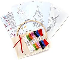 Unicorn Hand Embroidery Diy Craft Wall Art Kit Beginner Learn To Embroider French Knot Backstitch Lazy Daisy Flower Stitch 8 Inch Hoop 6 Strand Cotton Floss Thread Needle Kids Crafts Boys Girls