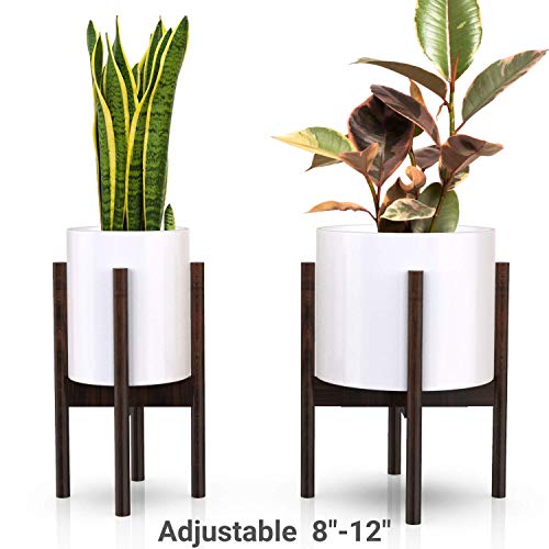 Mid Century Plant Stand – Non-Wobbly – Modern Indoor Plant Holder for House Plants, Home Decor – Wood – Fits Planter 8 to 12 Inches – Excludes Plant Pot (Dark Brown 2-Pack)