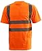 Hi Vis T Shirt ANSI Class 3 Reflective Safety Lime Orange Short Sleeve HIGH Visibility (L, Orange)