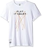 Lacoste Men's Short Sleeve Jersey Tech with Play It Smart Graphic T-Shirt, TH3352, White/Navy Blue/Apricot, X-Large