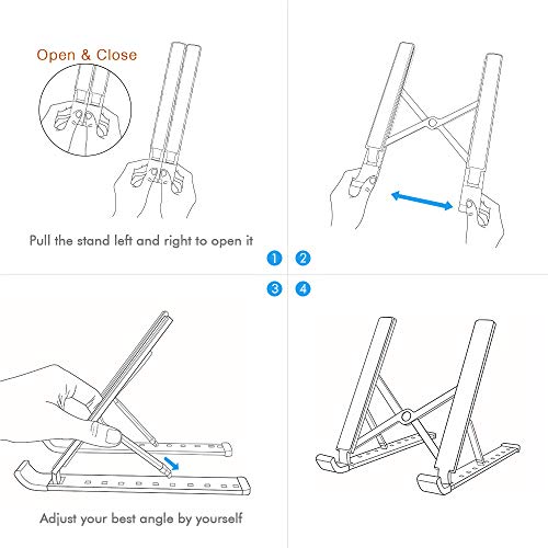 Portable Laptop Stand Foldable Adjustable Laptop Stand Holder Universal Ergonomic Aluminium Alloy Travel Mini Ventilated Notebook Stand for Macbook Notebook Computer PC iPad Tablet with Flannelette Bag