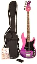 SX GB Rose 1K PPB 7/8 Size Purple Bass Guitar with Carry Bag and Strap
