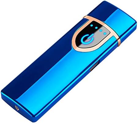 ypypiaol USB Rechargeable Lighter, Touch Sensor USB Rechargeable Windproof Flameless Electric Cigarette Lighter Tool,1 Pcs Blue
