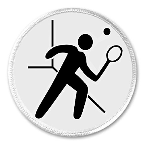 Racquetball Symbol Sign 3" Sew On Patch Black & White