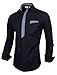 TAM WARE Mens Premium Casual Inner Contrast Dress Shirt TWNMS310S-CMS05-BLACK-US S
