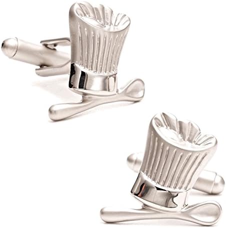 Mens Cufflinks Professional Cook Baker Silver Tone Chef Hat and Spoon Cuff Links C4324