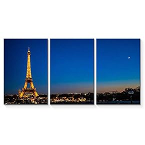 3 Piece Canvas Wall Art for Living Room Bedroom Home Artwork The Eiffel Tower Paintings Ready to Hang - 16"x24" x 3 Panels