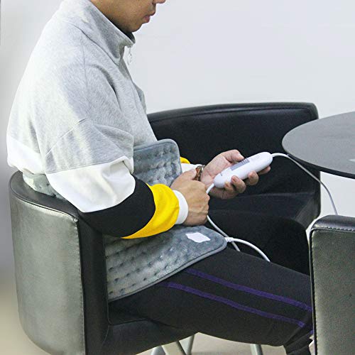 XL Electric Heating Pad for Back Pain with Auto Shut Off in 90 min, Dry Heat Only, 3 Heat Level Settings, 100% Soft Comfortable Polyester XL Extra Large King Size 12\