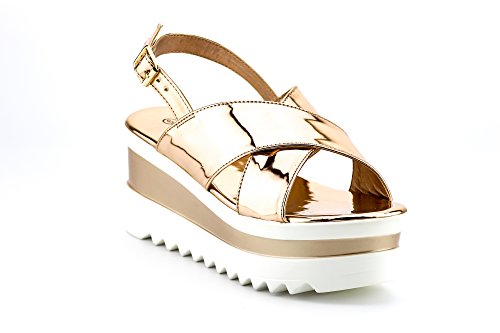 CALICO KIKI Women's Fashion Open Toe Ankle Strap Buckle Platform Sandals