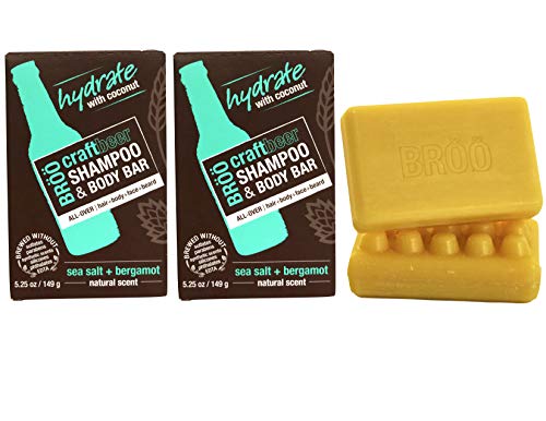 BRÖÖ Craft Beer Hydrating Bar Shampoo Plastic-free 2 Pack - Sea Salt & Bergamot