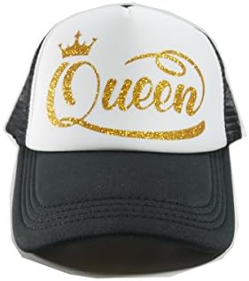 Queen Crown Trucker Hat With Gold Glitter Lettering By MeeTang (Queen Crown Gold)