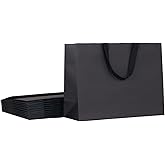PAPERIST 10pcs 15.7x5.5x11.8" (3) Large Size, Black Paper Bags with Black Cotton Handles, Thick Sturdy Durable Gift bags