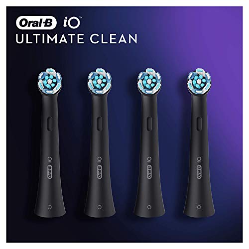 Oral-B iO Ultimate Clean Electric Toothbrush Head, Twisted & Angled Bristles for Deeper Plaque Removal, Pack of 4, Suitable for Mailbox, Black