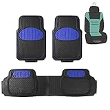 FH Group F11500 Heavy Duty Trimmable Touchdown Floor Mats (Indigo) Full Set with Gift - Universal Fit for Trucks, SUVs, and Vans