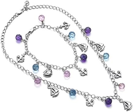 MIU Jewellery Created Colored Quartz Silver Necklace and Bracelet