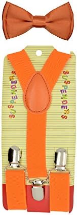 CUTE Baby Toddler Kids Children Boys "Orange" Plain Elastic Suspender & Bow Tie Set Paperback