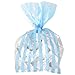 Gift Boutique 100 Light Blue Cellophane Bags with Twist Ties for Baby Shower Boy Favor Goodie Bags in Polka Dot, Stripes and Chevron Design