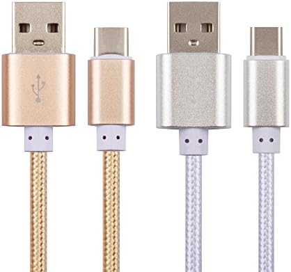 AreaJD 2Pack 6ft Braided Micro USB 2.0 Type C Cable with Reversible Connector for New Macbook 12'', Nexus 6P, 5X, OnePlus 2, Lumia 950, 950XL, ChromeBook Pixel, Nokia N1 (White and Golden)