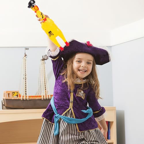 AMOR PRESENT Squeaky Rubber Chicken, Pirate Squeeze Chicken Toy Screaming Rubber Chicken for Halloween Party Favors Prank Novelty Pet Toy