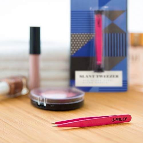 Precision Tweezers | Slant and Pointed | Tweezers for Eyebrows and Ingrown Hair | Tweezers Set | Perfectly Aligned Hand-Filed Tips For Ultra Precision | Effortless Plucking | For Men and Women | Pink - Thumbnail 6