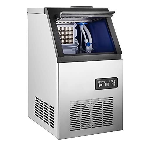 Hihone Commercial Ice Maker, 110V Free Standing 110lbs/24H Under Counter Ice Cube Maker with