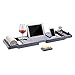 SONGMICS Bamboo Bath Tray, Luxury Extendable Tub Caddy Table with Tablet Phone Slots, Cup Holder, Bathroom Organizer, Extra Soap Holder, Gray UBCB88GY