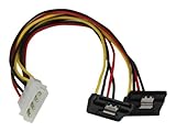StarTech.com 12in LP4 to 2x Right Angle Latching SATA Power Y Cable Splitter - 4 Pin Molex to Dual 90 Degree Latching SATA Y Splitter