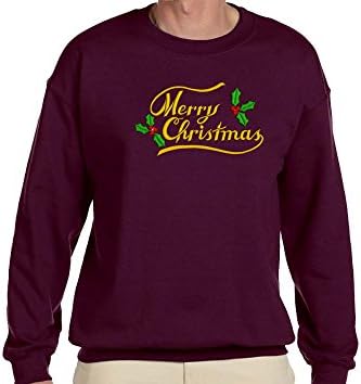 Custom embroidered Large Merry Christmas design sweatshirt, mens large, maroon