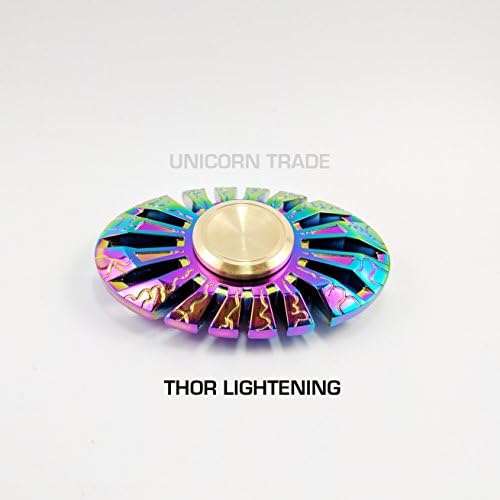 Thor Spinner Fidget Hand Spinners Heavy Pure Metal Latest Gen. Lightning Rainbow Design ADHD Autism Spinning Toys by Unicorn Trade