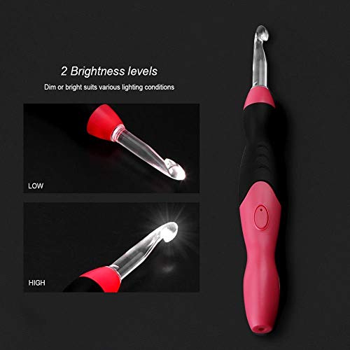Lighted Crochet Hook Set,9 Size Interchangeable Heads 2.5mm to 6.5mm