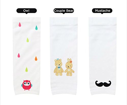 Proarms Phytoncide Cooling UV Protection Character Arm /Legs Sleeves for Kids (3 - 7 years) Cool Sensation Sleeve (B(Owl,Couple Bear,Mustache))