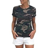 AmyDong Women's T-Shirt, Women Loose Casual Camouflage Short Sleeve Summer T-Shirt Tops Shirt Blouse Casual Tunic Tops (XL, Green)