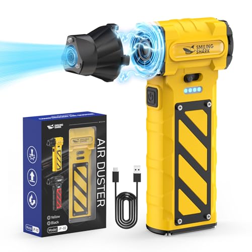 Soffiatore ad Aria Compressa, JF-02 Vitesse Variabile 110000Giri/Min Elettrico Rimuovi Polvere Senza Fili con Tagliatore d'Emergenza e Martello per Cortile/PC/Auto/Campeggio, Giallo