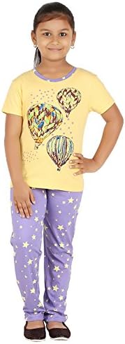 Kid Girl's Yellow and Purple Color Top & Pyjama Set