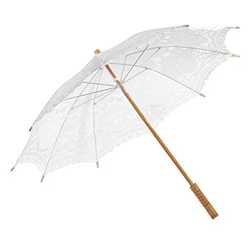 ESHOO Vintage Cotton Lace Parasol Umbrellas for Bridal Wedding Party Decoration Photo Props Lady Costume Accessory