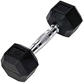 JFIT Rubber Hex Dumbbell Single, Knurled Grip Free Weight for Men &amp; Women, Strength &amp; Cardio Training Home Gym Workout