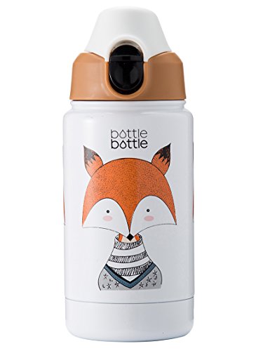 Bottlebottle 12oz Vacuum Insulated Stainless Steel Kids Water Bottle with Leak Proof Flip Lid, BPA Free (FOX, 12 OZ)